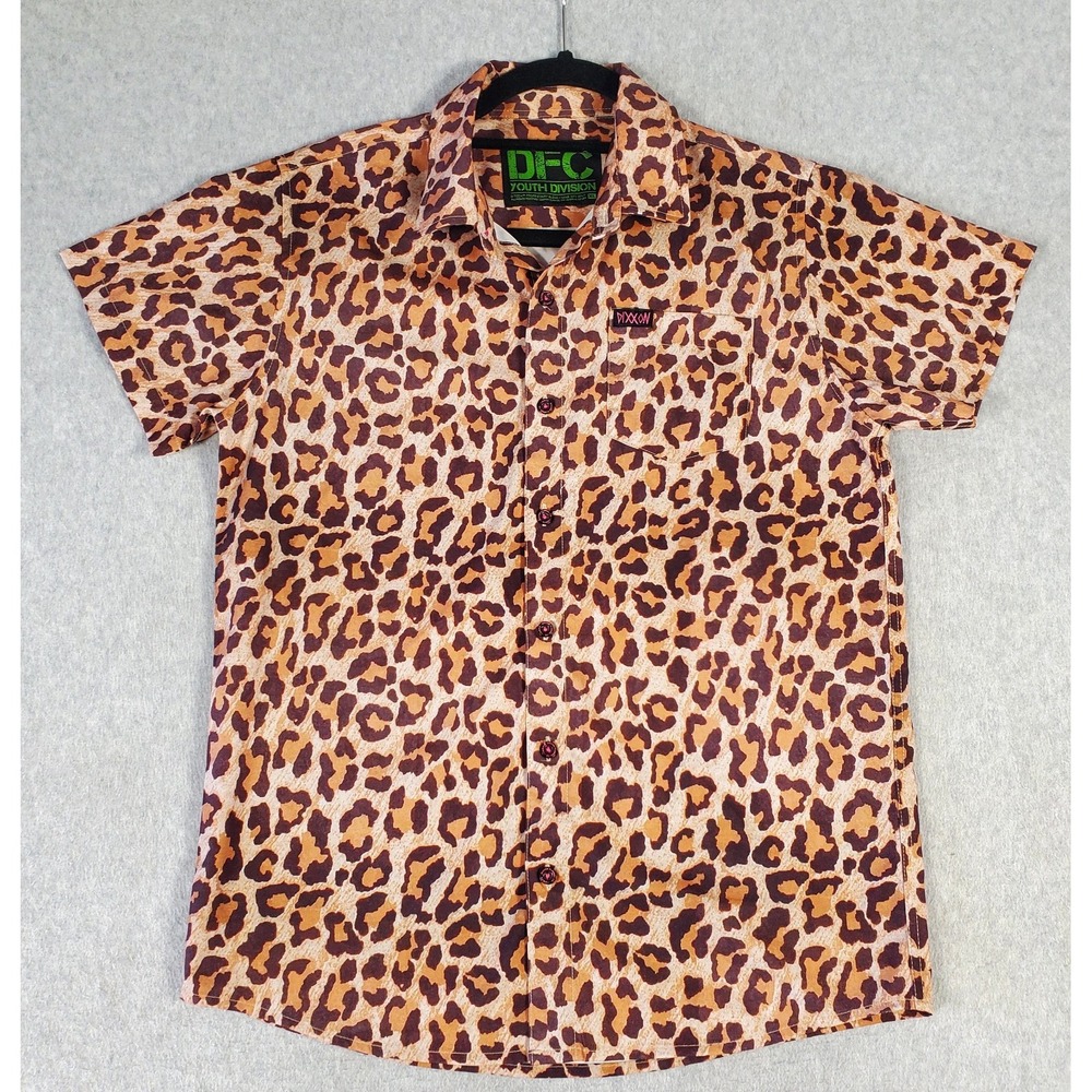 Dixxon Flannel Co Shirt The Party Animal Youth XL Leopard Print Short Sleeve DFC
